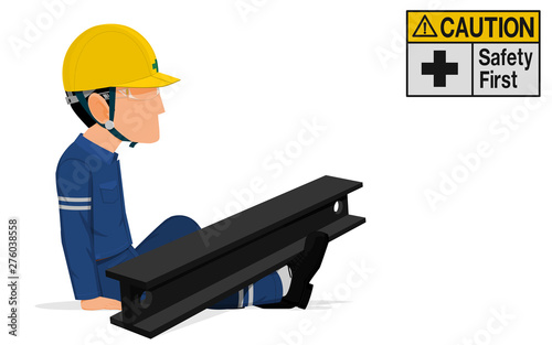 An industrial worker is crushed by the steel beam