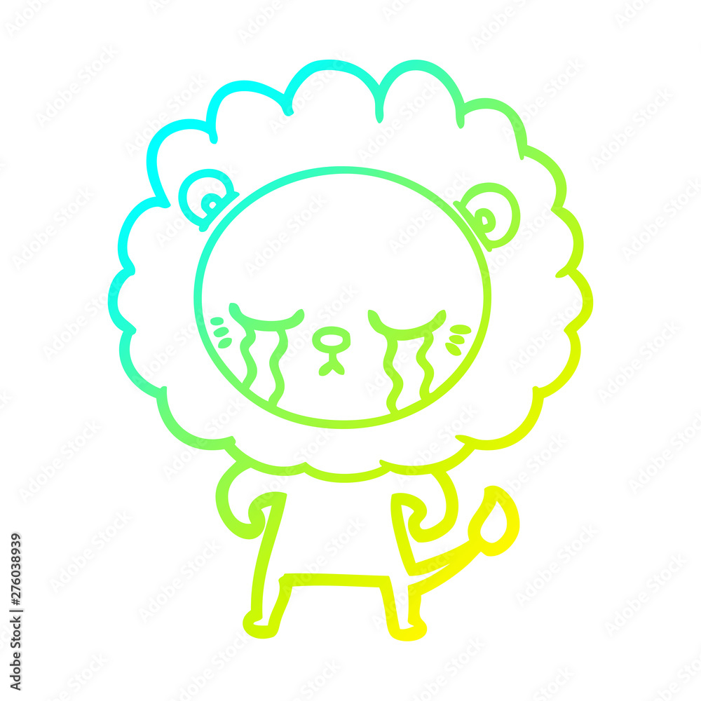 cold gradient line drawing crying cartoon lion cold gradient line drawing crying cartoon lion