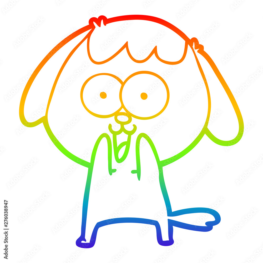 Fototapeta premium rainbow gradient line drawing cute cartoon dog