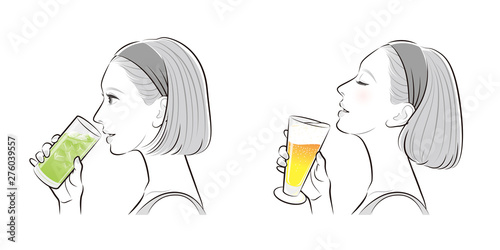 女性の横顔, 冷たい飲み物