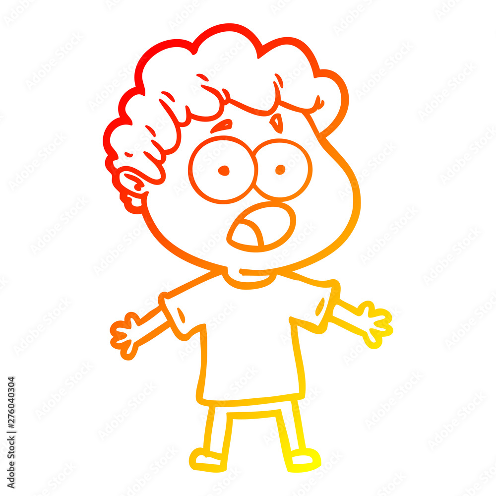 warm gradient line drawing cartoon man gasping in surprise warm gradient line drawing cartoon man gasping in surprise