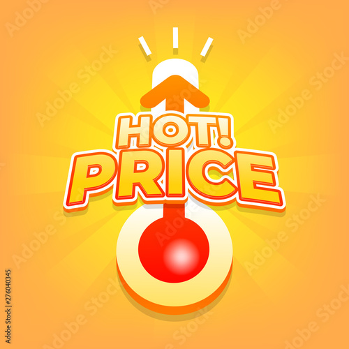 Hot price with thermometer, Special offer, summer discount banner.