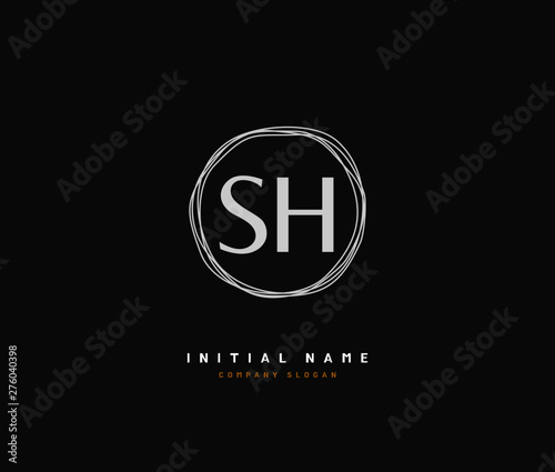 S H SH Beauty vector initial logo, handwriting logo of initial signature, wedding, fashion, jewerly, boutique, floral and botanical with creative template for any company or business.