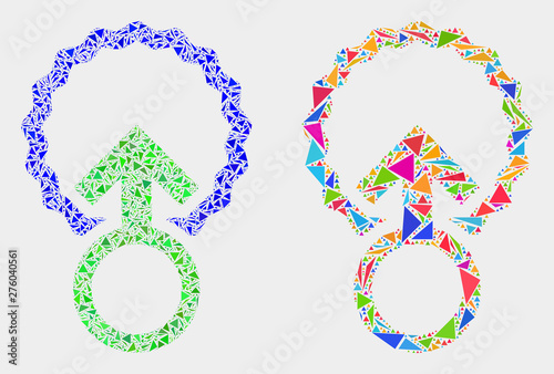 Insemination collage icon of triangle items which have different sizes and shapes and colors. Geometric abstract vector illustration of insemination.