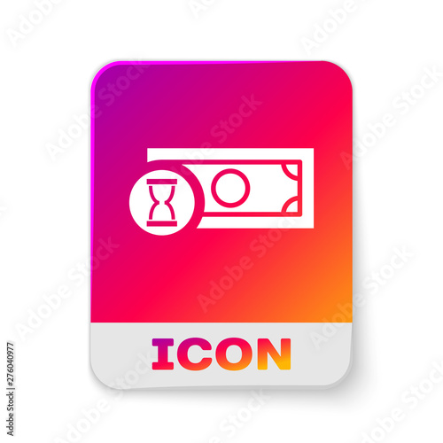 White Fast payments icon isolated on white background. Fast money transfer payment. Financial services, fast loan, time is money, cash back concept. Rectangle color button. Vector Illustration