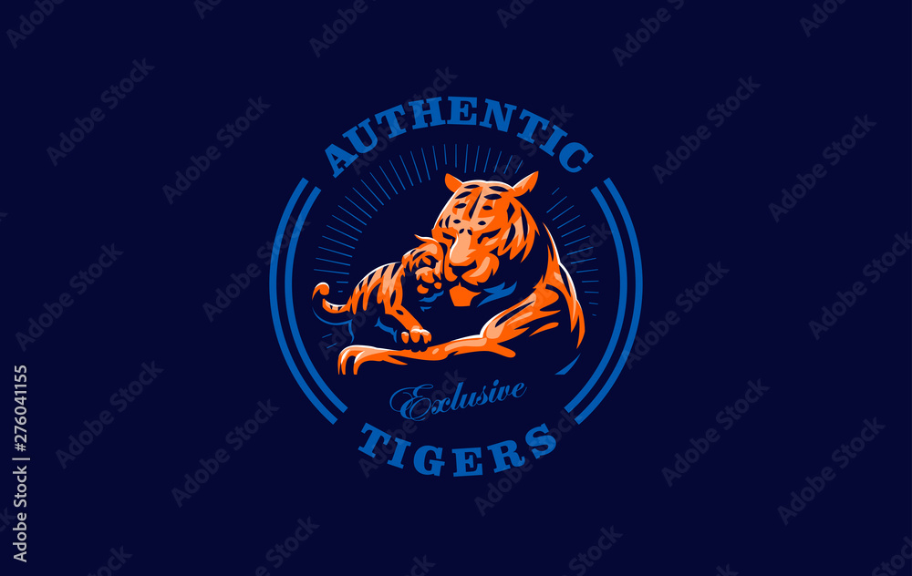 Fototapeta premium A tigress with a tiger cub