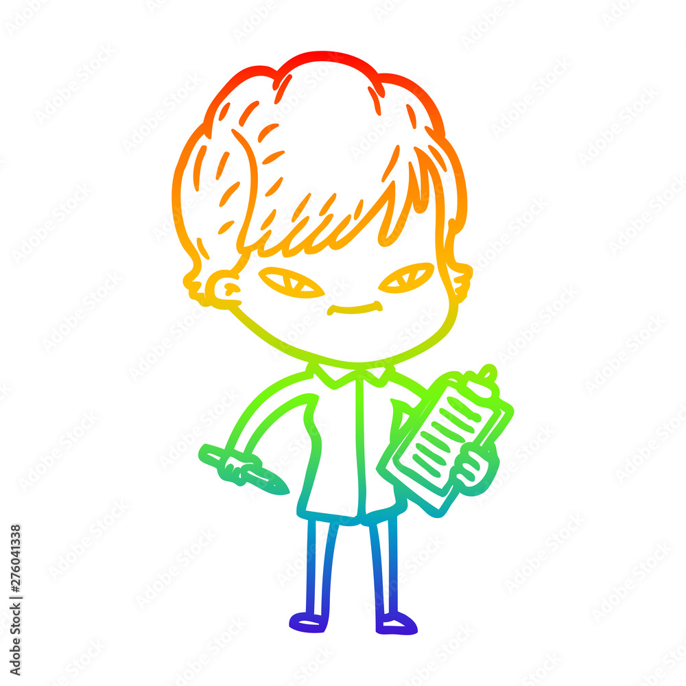rainbow gradient line drawing cartoon happy woman rainbow gradient line drawing cartoon happy woman