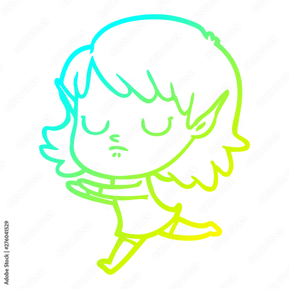 cold gradient line drawing cartoon elf girl cold gradient line drawing cartoon elf girl
