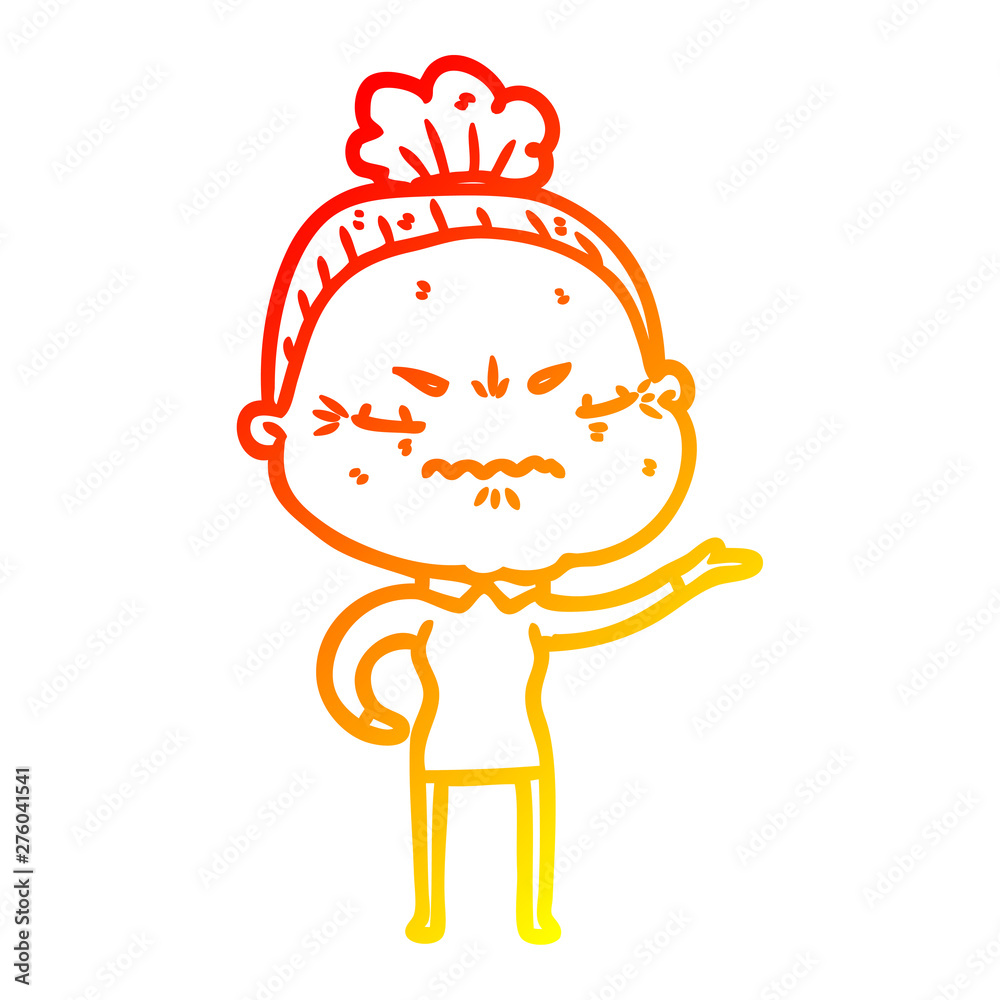 warm gradient line drawing cartoon annoyed old lady warm gradient line drawing cartoon annoyed old lady