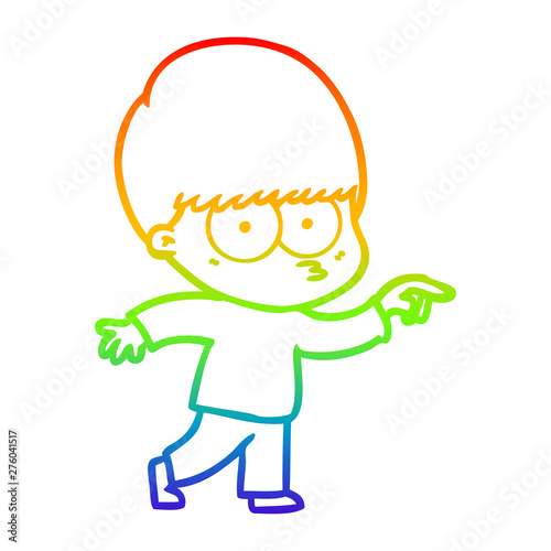 rainbow gradient line drawing nervous cartoon boy