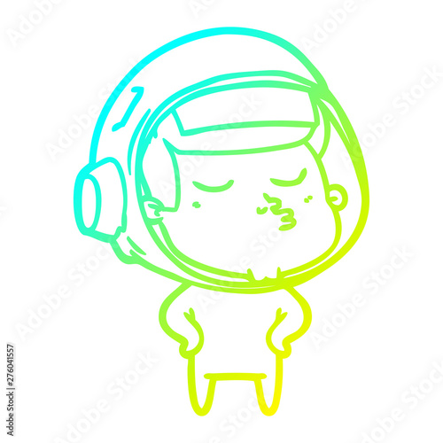 cold gradient line drawing cartoon confident astronaut