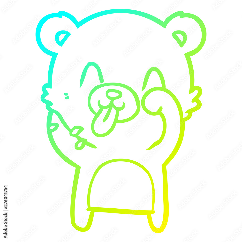 cold gradient line drawing rude cartoon polar bear sticking out tongue cold gradient line drawing rude cartoon polar bear sticking out tongue