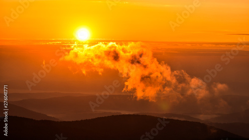Fototapeta Naklejka Na Ścianę i Meble -  A beautiful sunrise in the mountains. A delightful summer landscape. Polonina Carynska. Bieszczady National Park. Poland.