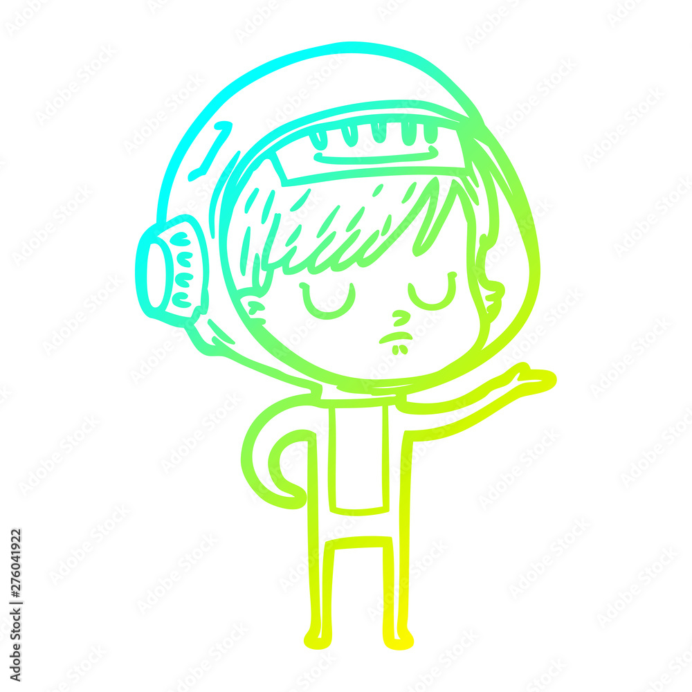 cold gradient line drawing cartoon astronaut woman cold gradient line drawing cartoon astronaut woman
