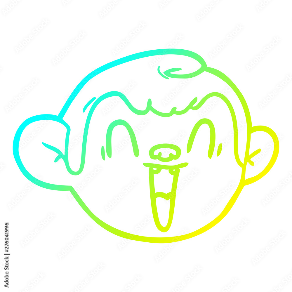 cold gradient line drawing cartoon monkey face