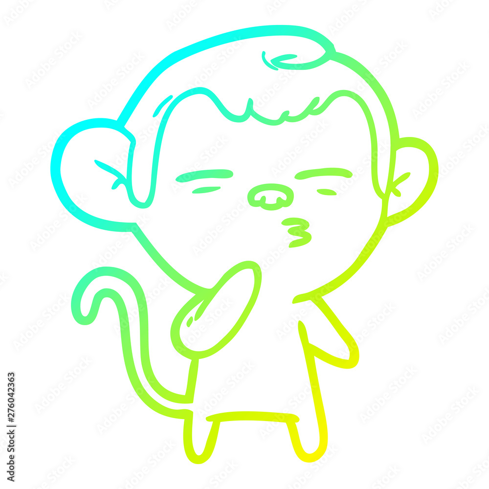 cold gradient line drawing cartoon suspicious monkey cold gradient line drawing cartoon suspicious monkey