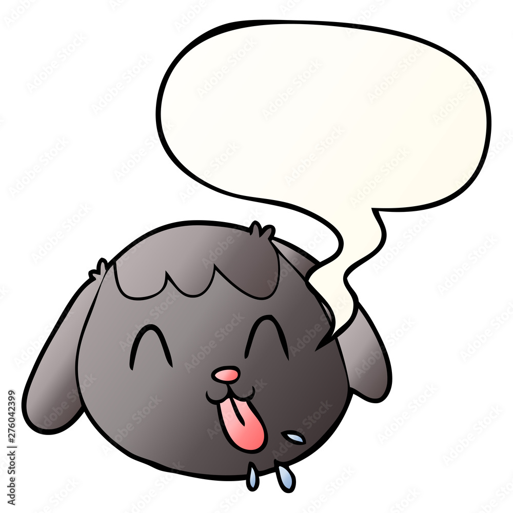 cartoon dog face and speech bubble in smooth gradient style cartoon dog face and speech bubble in smooth gradient style