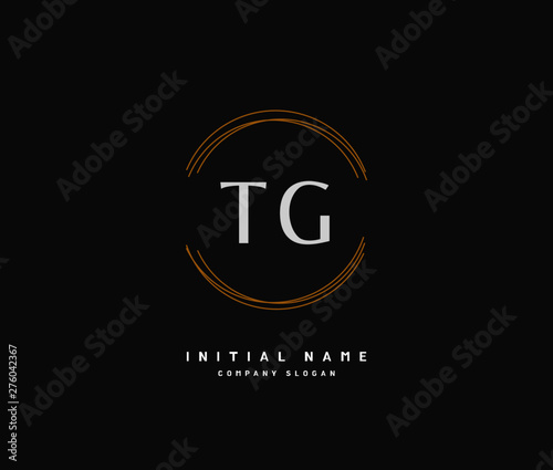 T G TG Beauty vector initial logo, handwriting logo of initial signature, wedding, fashion, jewerly, boutique, floral and botanical with creative template for any company or business.
