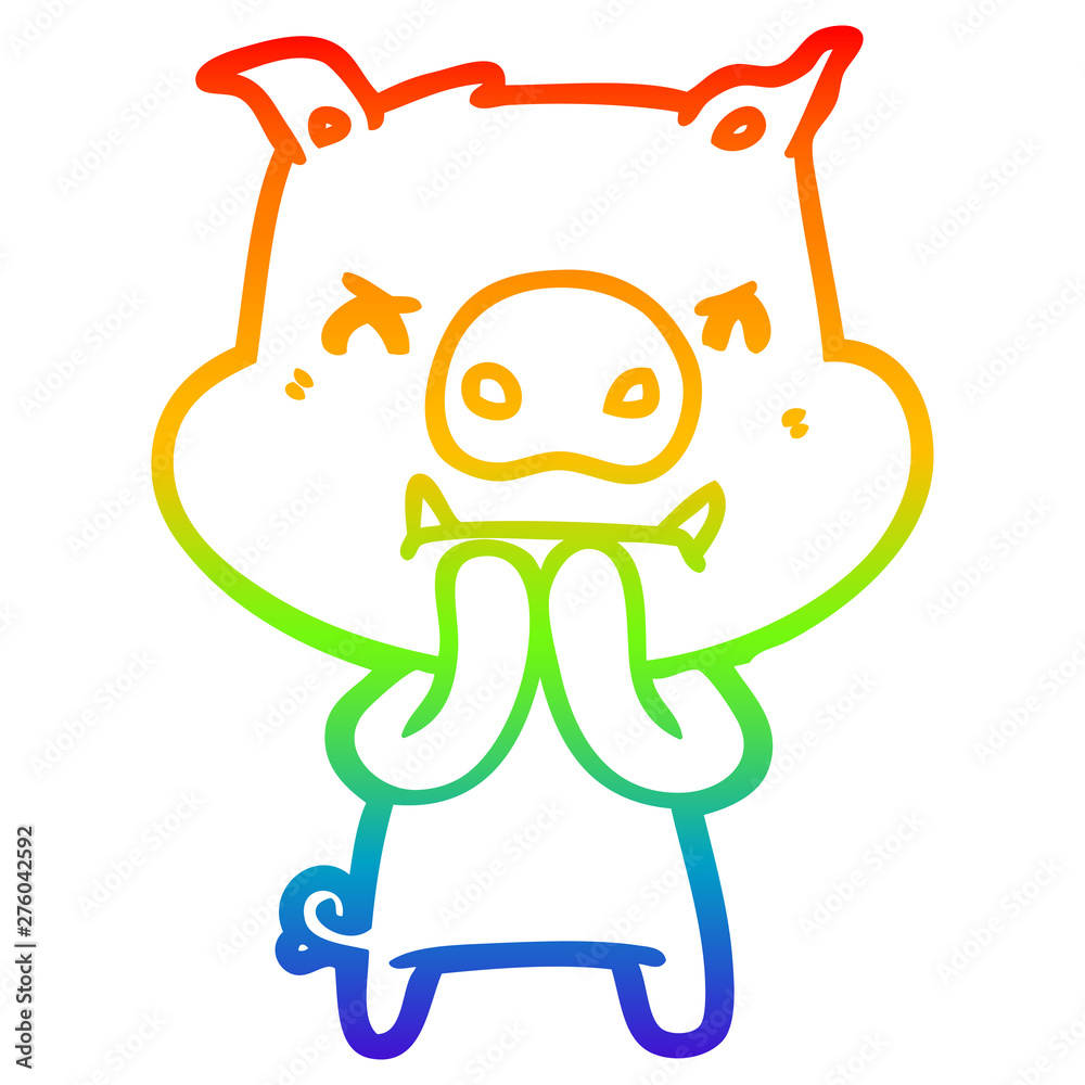 rainbow gradient line drawing angry cartoon pig rainbow gradient line drawing angry cartoon pig