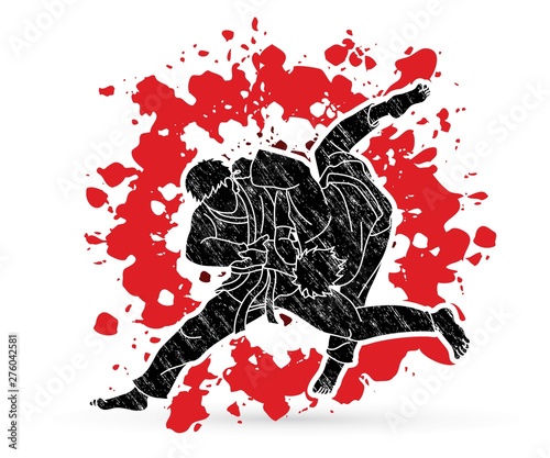 Judo sport action cartoon graphic vector.