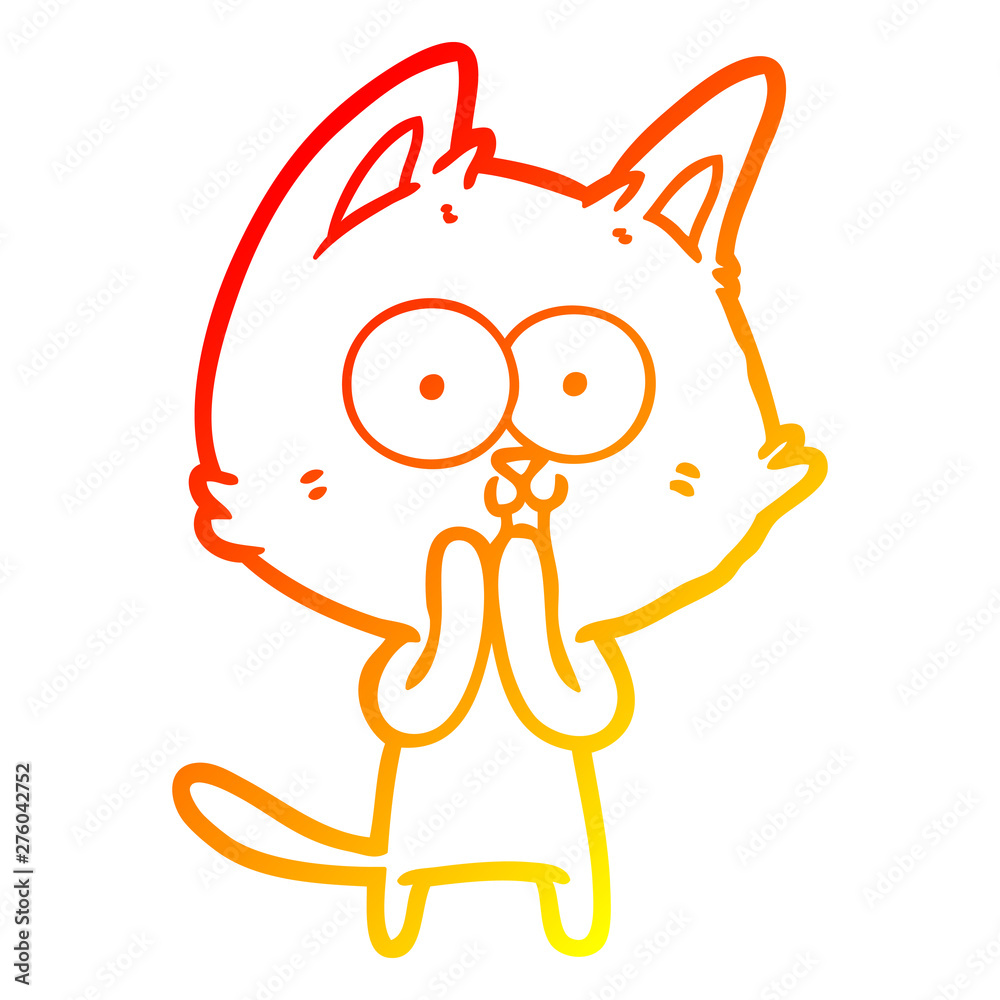 warm gradient line drawing funny cartoon cat