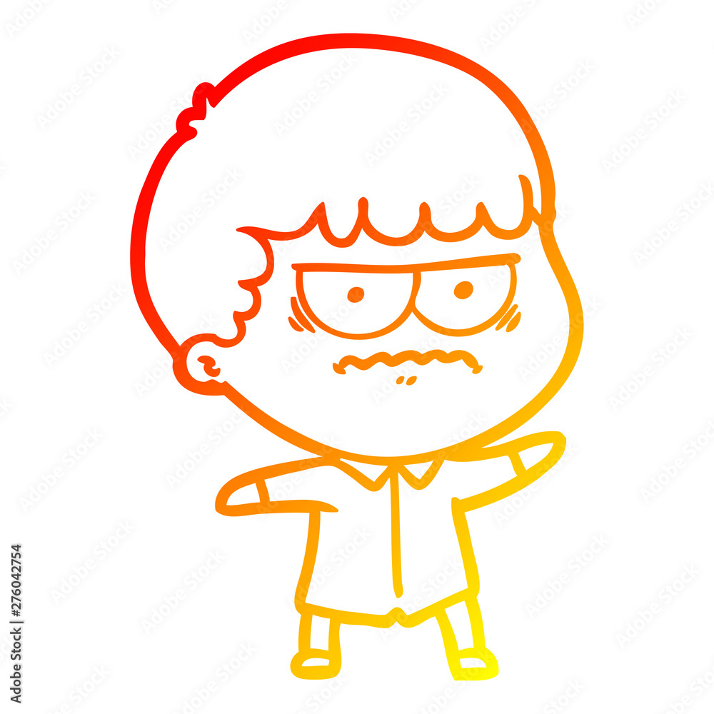 warm gradient line drawing cartoon annoyed man warm gradient line drawing cartoon annoyed man