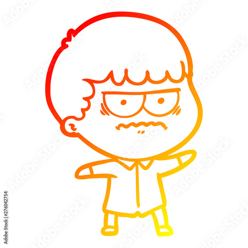 warm gradient line drawing cartoon annoyed man