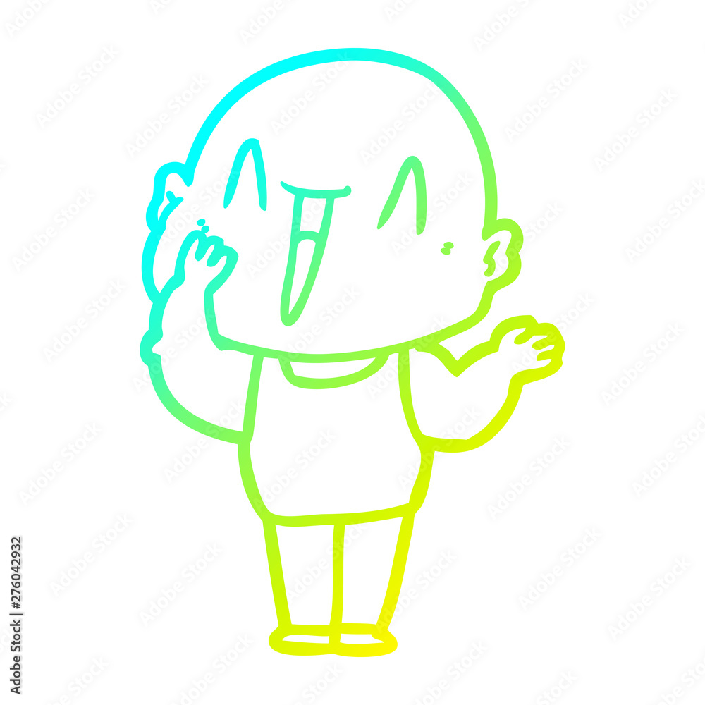 cold gradient line drawing happy cartoon bald man cold gradient line drawing happy cartoon bald man