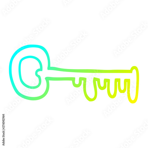 cold gradient line drawing cartoon gold key