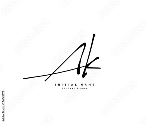 A K AK Beauty vector initial logo, handwriting logo of initial signature, wedding, fashion, jewerly, boutique, floral and botanical with creative template for any company or business.