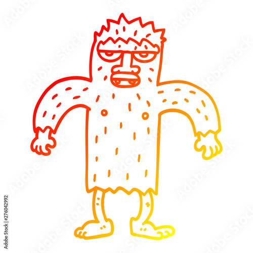 warm gradient line drawing cartoon yeti monster