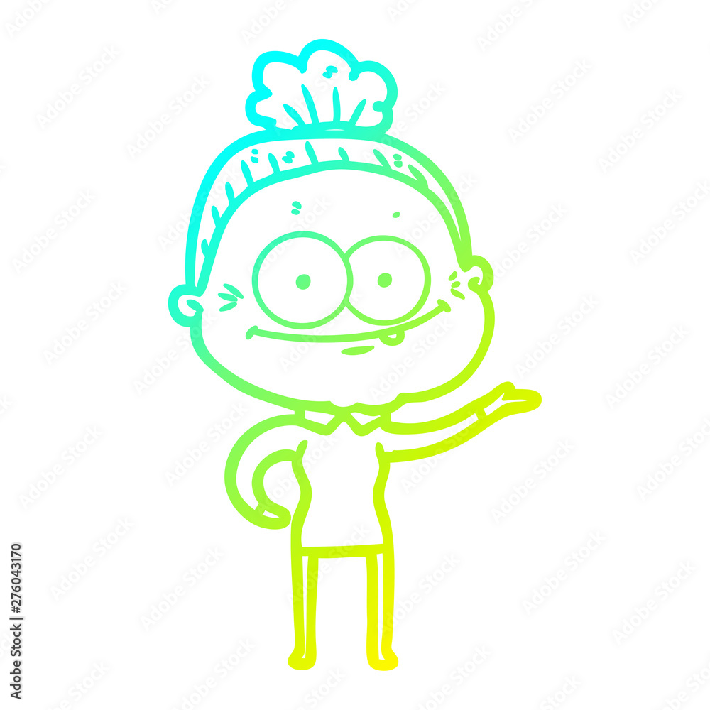 cold gradient line drawing cartoon happy old woman cold gradient line drawing cartoon happy old woman