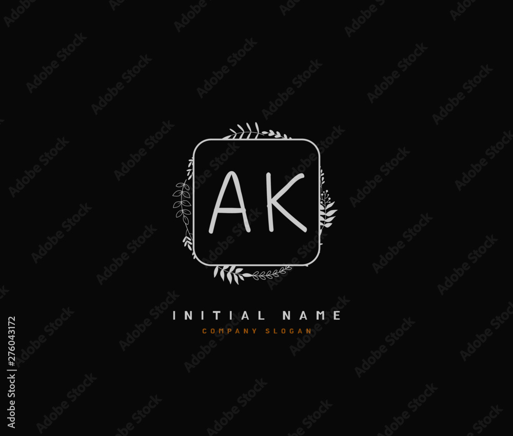 A K AK Beauty vector initial logo, handwriting logo of initial signature, wedding, fashion, jewerly, boutique, floral and botanical with creative template for any company or business. A K AK Beauty vector initial logo, handwriting logo of initial signature, wedding, fashion, jewerly, boutique, floral and botanical with creative template for any company or business.