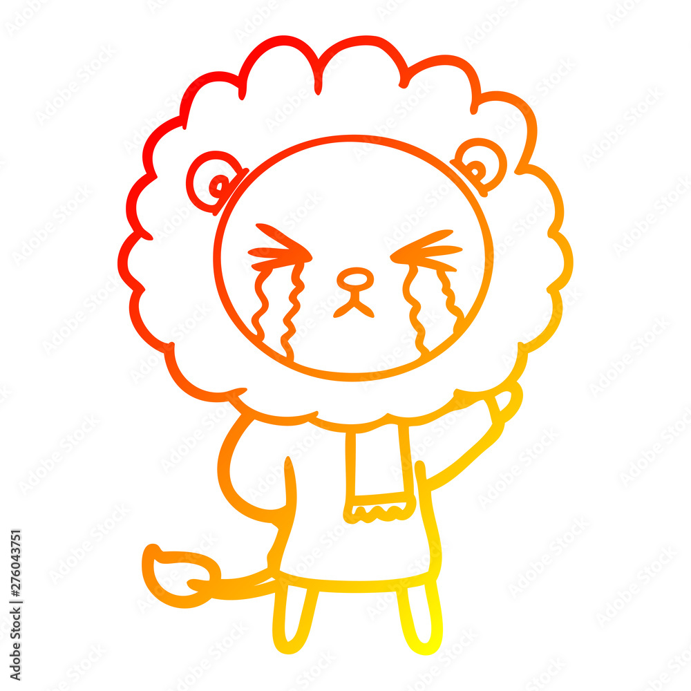 warm gradient line drawing cartoon crying lion warm gradient line drawing cartoon crying lion