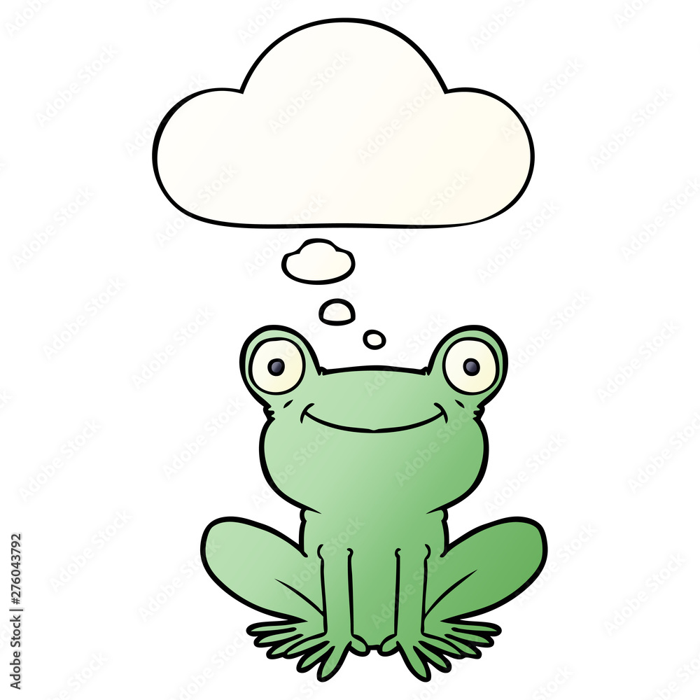 cartoon frog and thought bubble in smooth gradient style cartoon frog and thought bubble in smooth gradient style