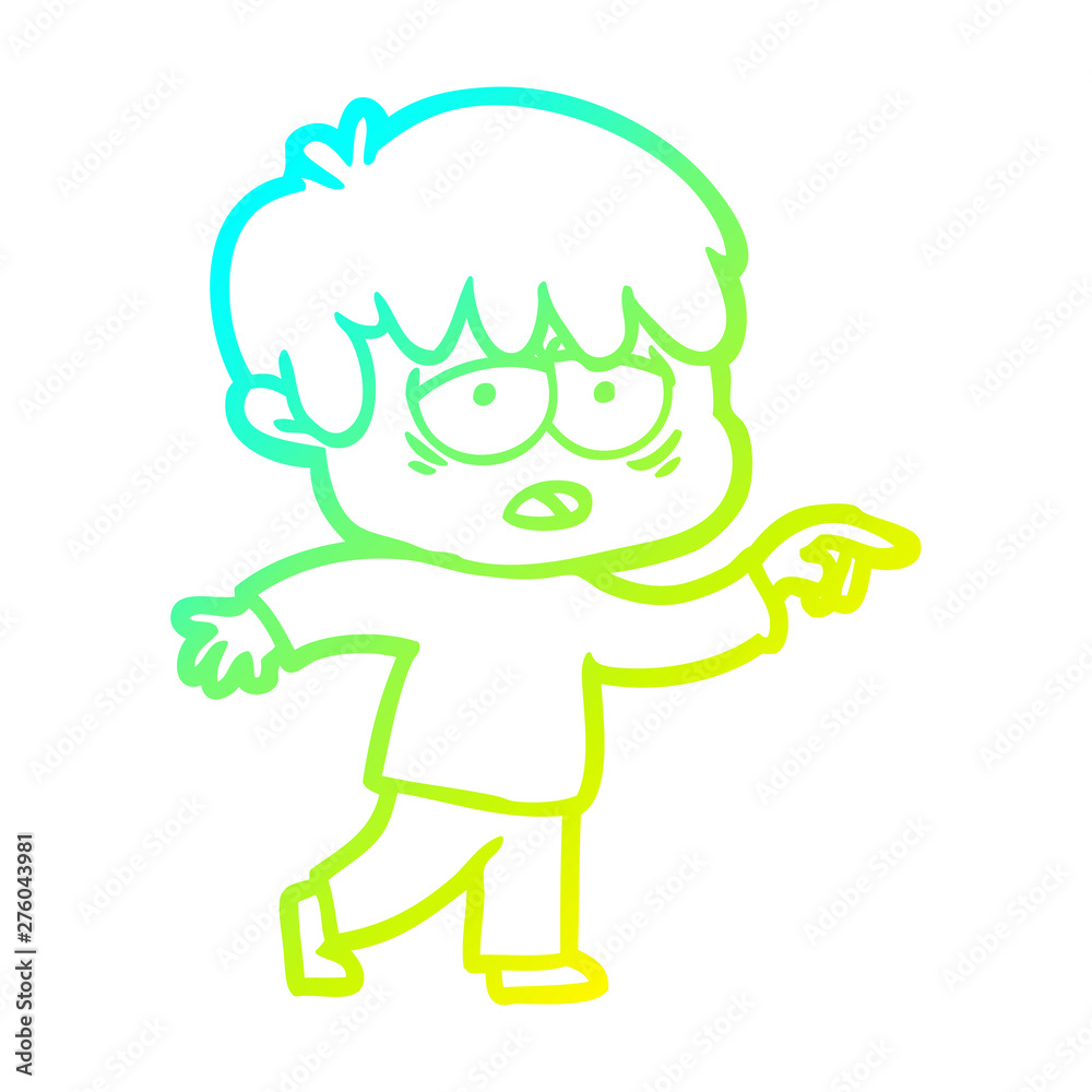cold gradient line drawing cartoon exhausted boy cold gradient line drawing cartoon exhausted boy
