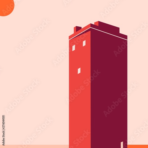 Red monochrome simple illustration of house