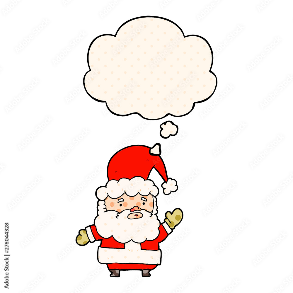 cartoon santa claus and thought bubble in comic book style cartoon santa claus and thought bubble in comic book style