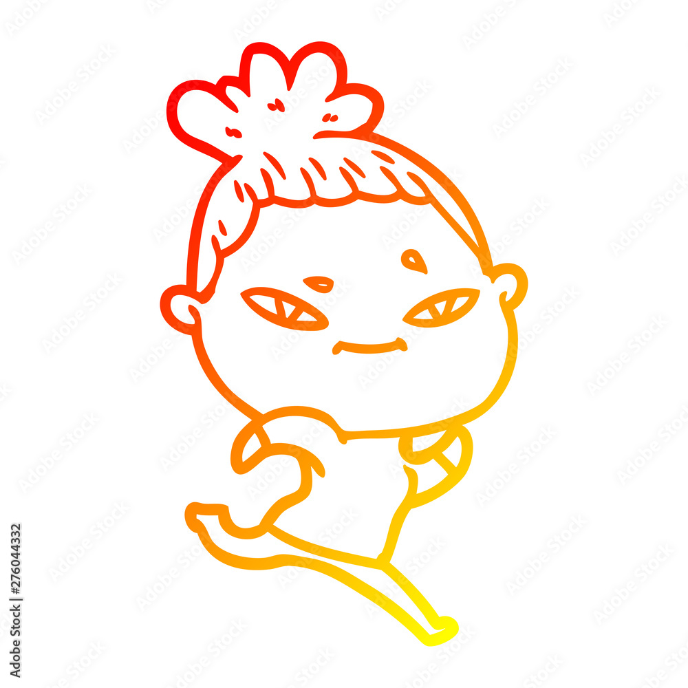 warm gradient line drawing cartoon woman