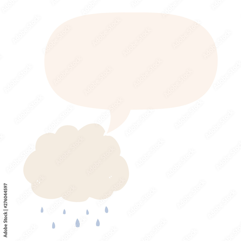 cartoon rain cloud and speech bubble in retro style cartoon rain cloud and speech bubble in retro style