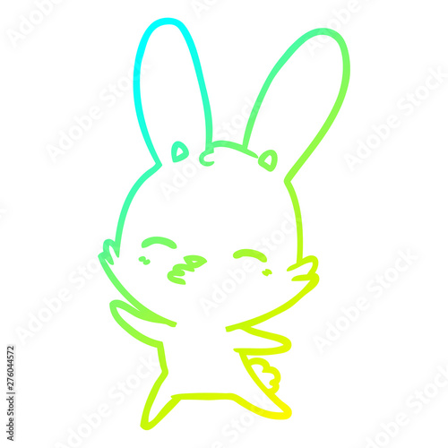 cold gradient line drawing curious waving bunny cartoon