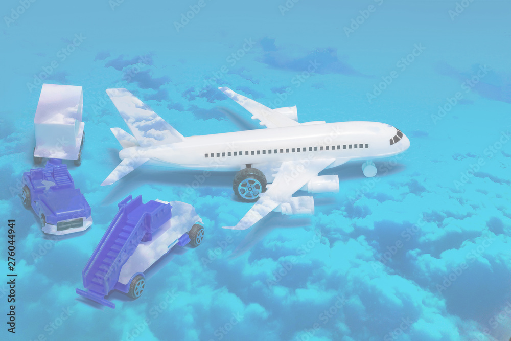 Fototapeta premium White passenger plane in the blue sky.
