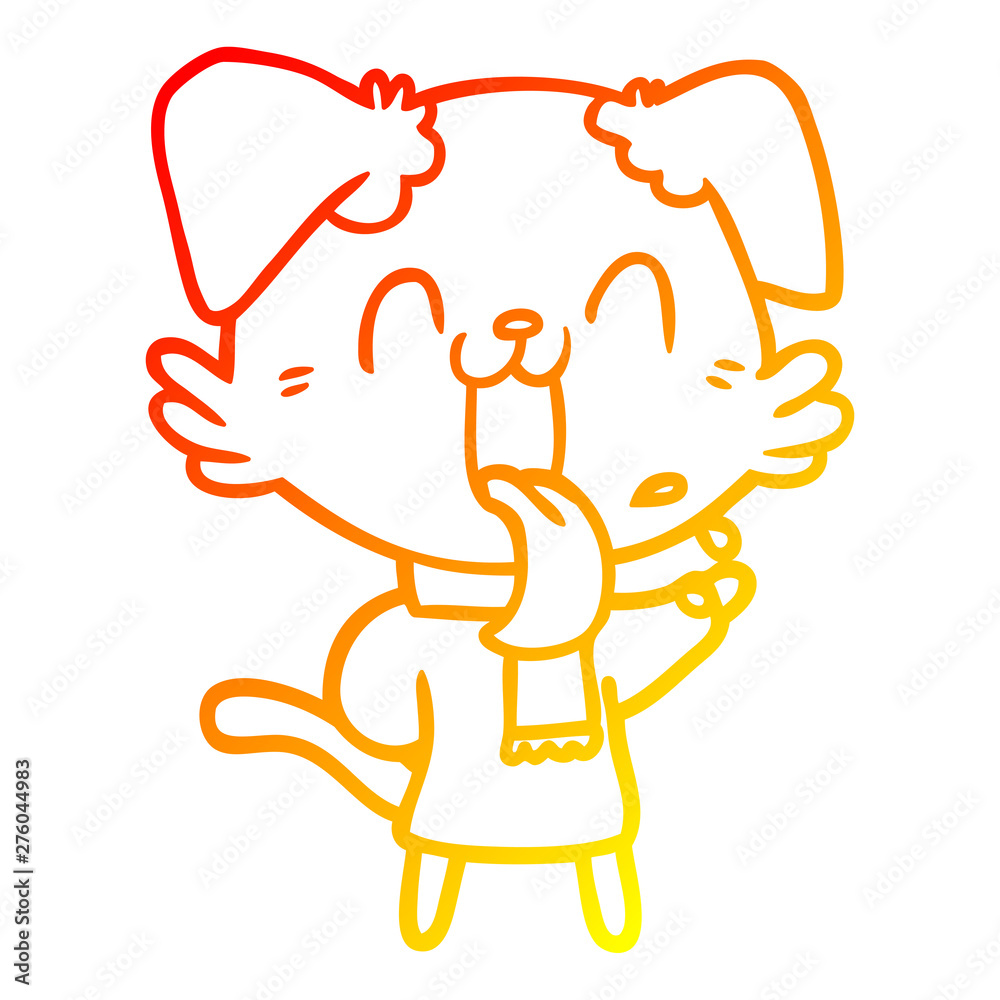 warm gradient line drawing cartoon panting dog warm gradient line drawing cartoon panting dog