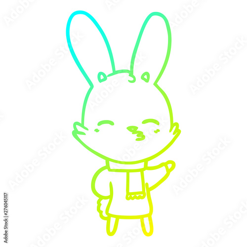 cold gradient line drawing curious bunny cartoon