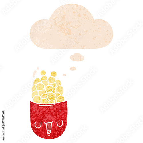 cartoon medical pill and thought bubble in retro textured style