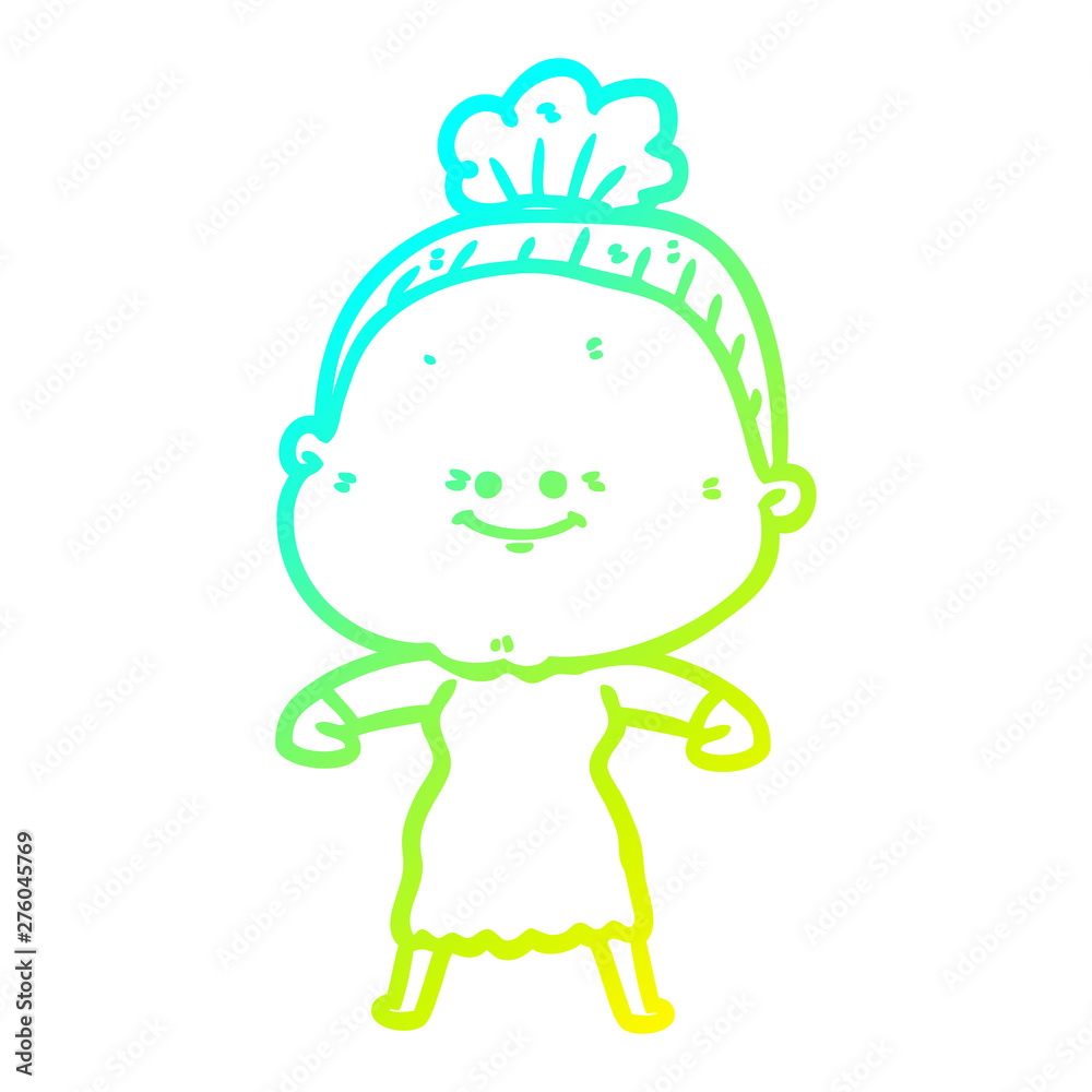 cold gradient line drawing cartoon happy old woman cold gradient line drawing cartoon happy old woman