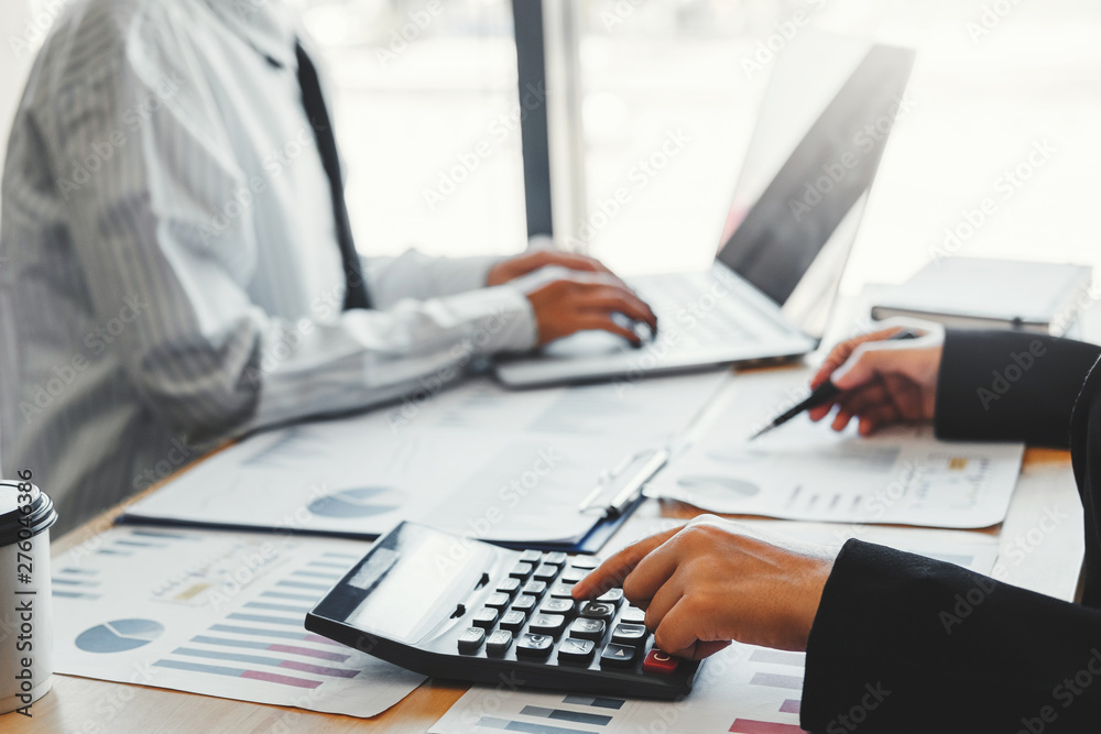 Business team meeting Strategy Planning with new startup project plan Finance and Economy Graph with laptop successful teamwork Business team meeting Strategy Planning with new startup project plan Finance and Economy Graph with laptop successful teamwork