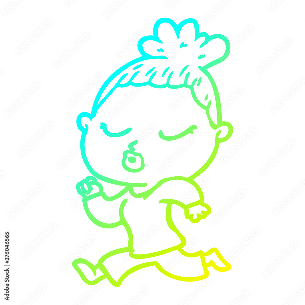 cold gradient line drawing cartoon calm woman cold gradient line drawing cartoon calm woman