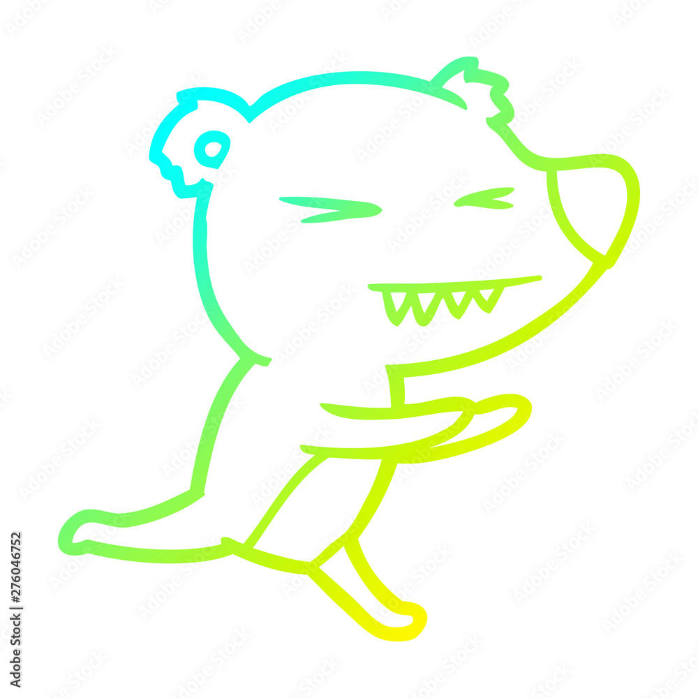 cold gradient line drawing angry bear cartoon
