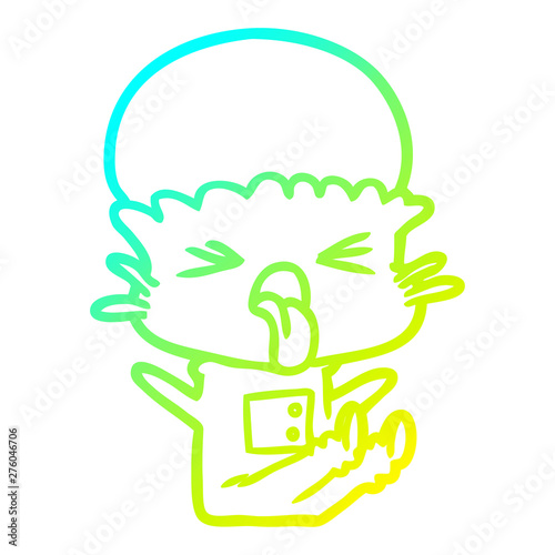 cold gradient line drawing disgusted cartoon alien